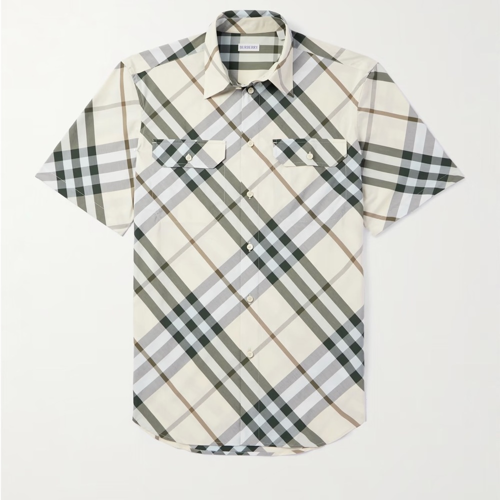 Burberry beige & green check shirt